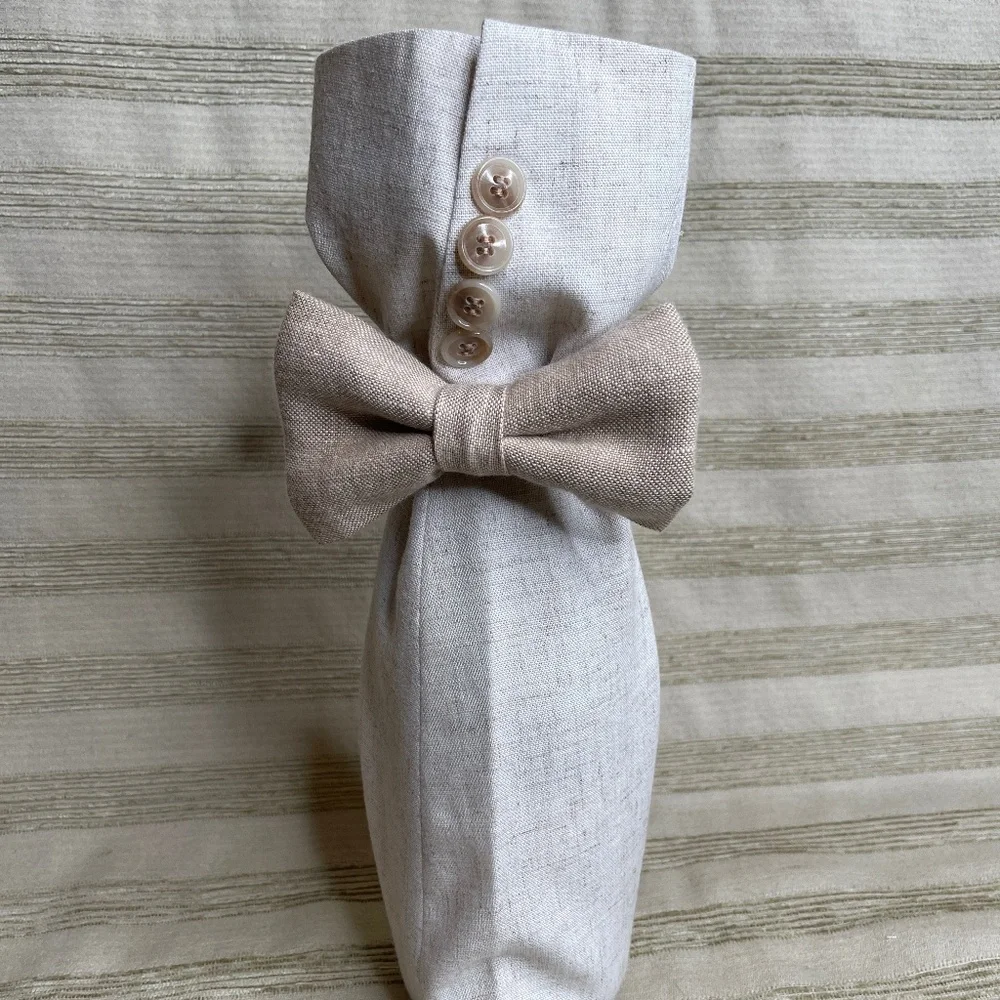 Handcrafted Wine or Liquor Bottle Gift Bag Made From Jacket and Tie